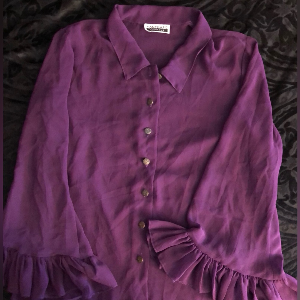 Contempo Casuals Blouse 80s Glam Rock/Metal/Mall Chick
